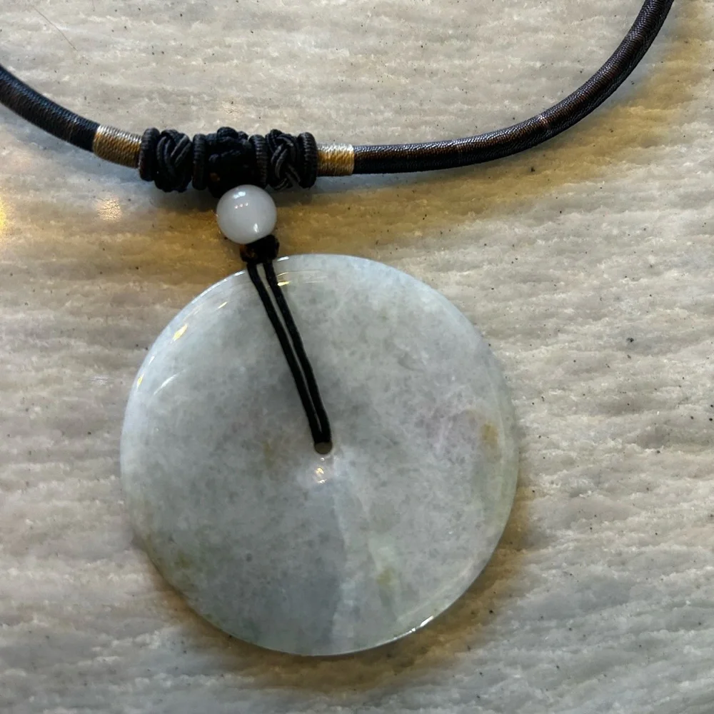 Real Jade Medallion Choker Necklace – Minimalist Boho Statement